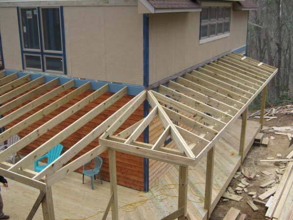 Deck with Roof Mid-construction